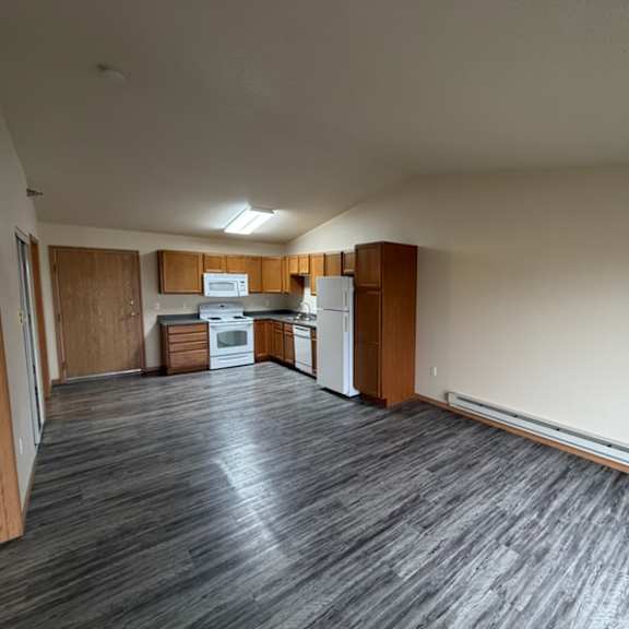 Interior view of a kitchen in a senior living space.