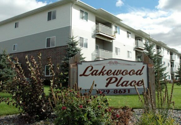 Exterior view of Lakewood Place building signage.