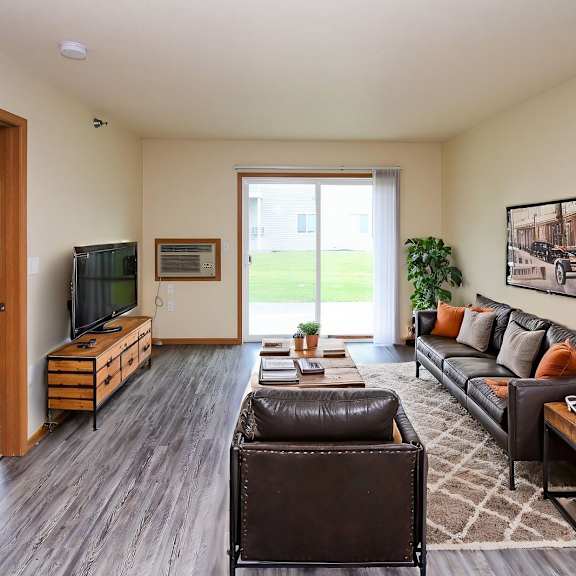 Cozy interior living room with seating and TV