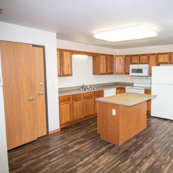 Clean, spacious kitchen area in the facility.