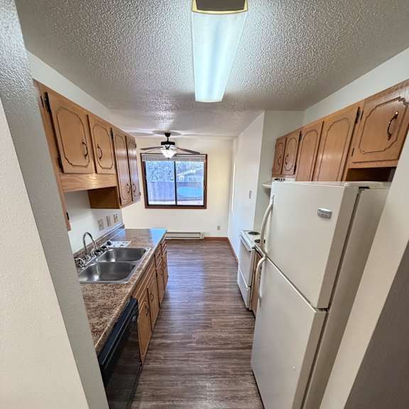 Bright interior kitchen space with appliances