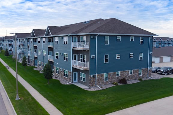 Exterior view of a multi-story residential building