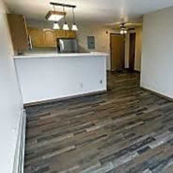 Spacious interior view of a facility apartment.