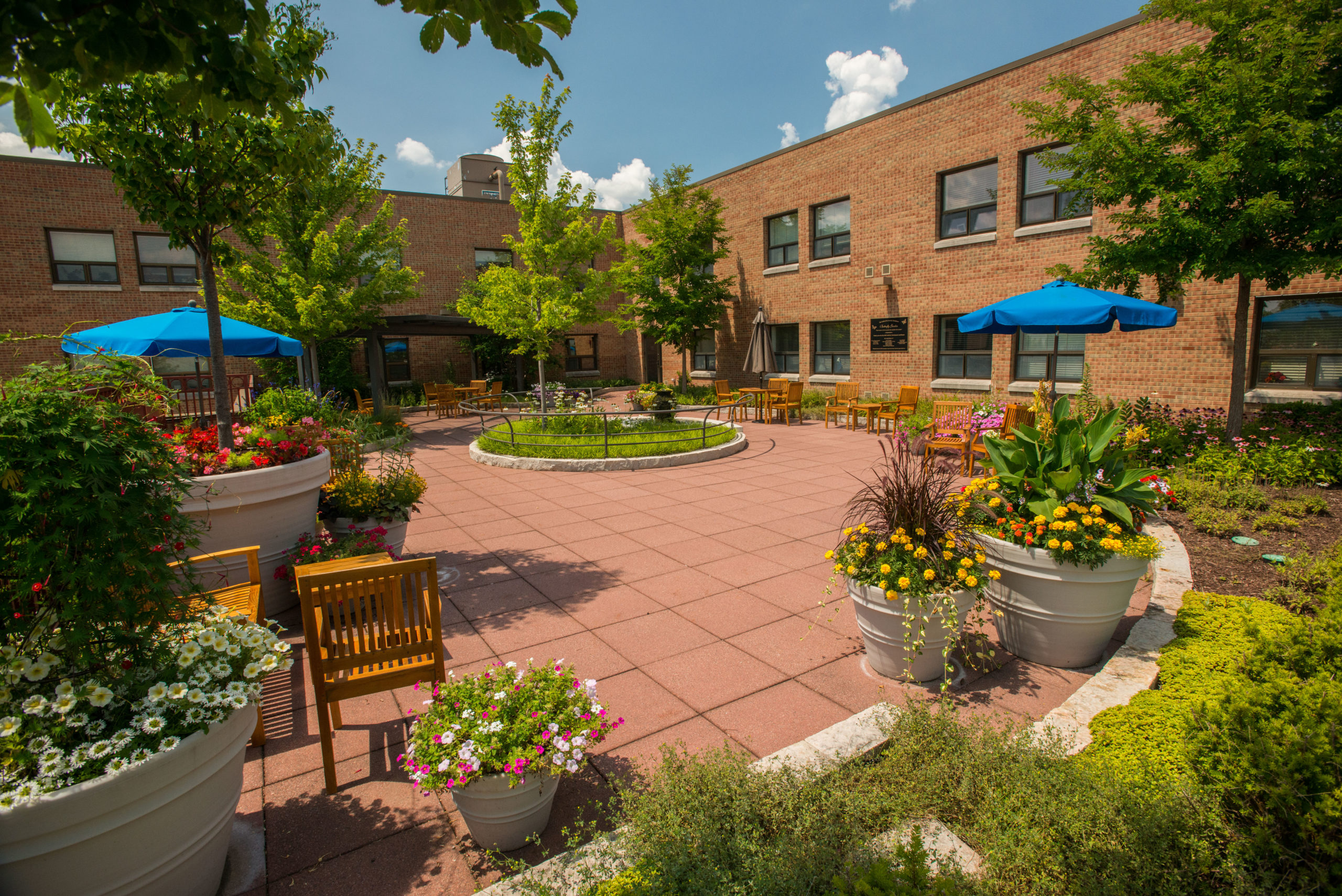 Beautiful courtyard with seating and flowers