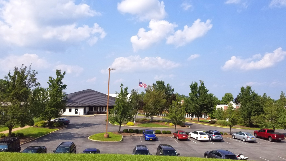 Exterior view of Southtowns Care Center with parking lot