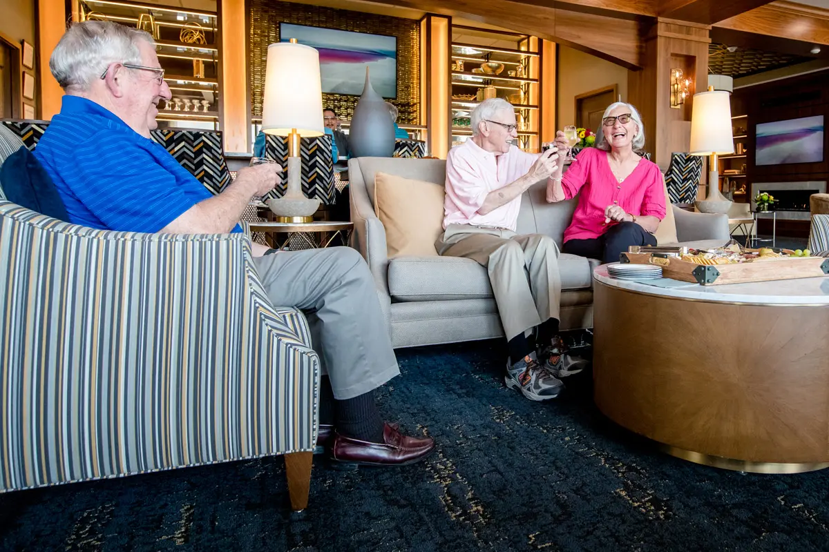 Residents enjoying conversation in a common area