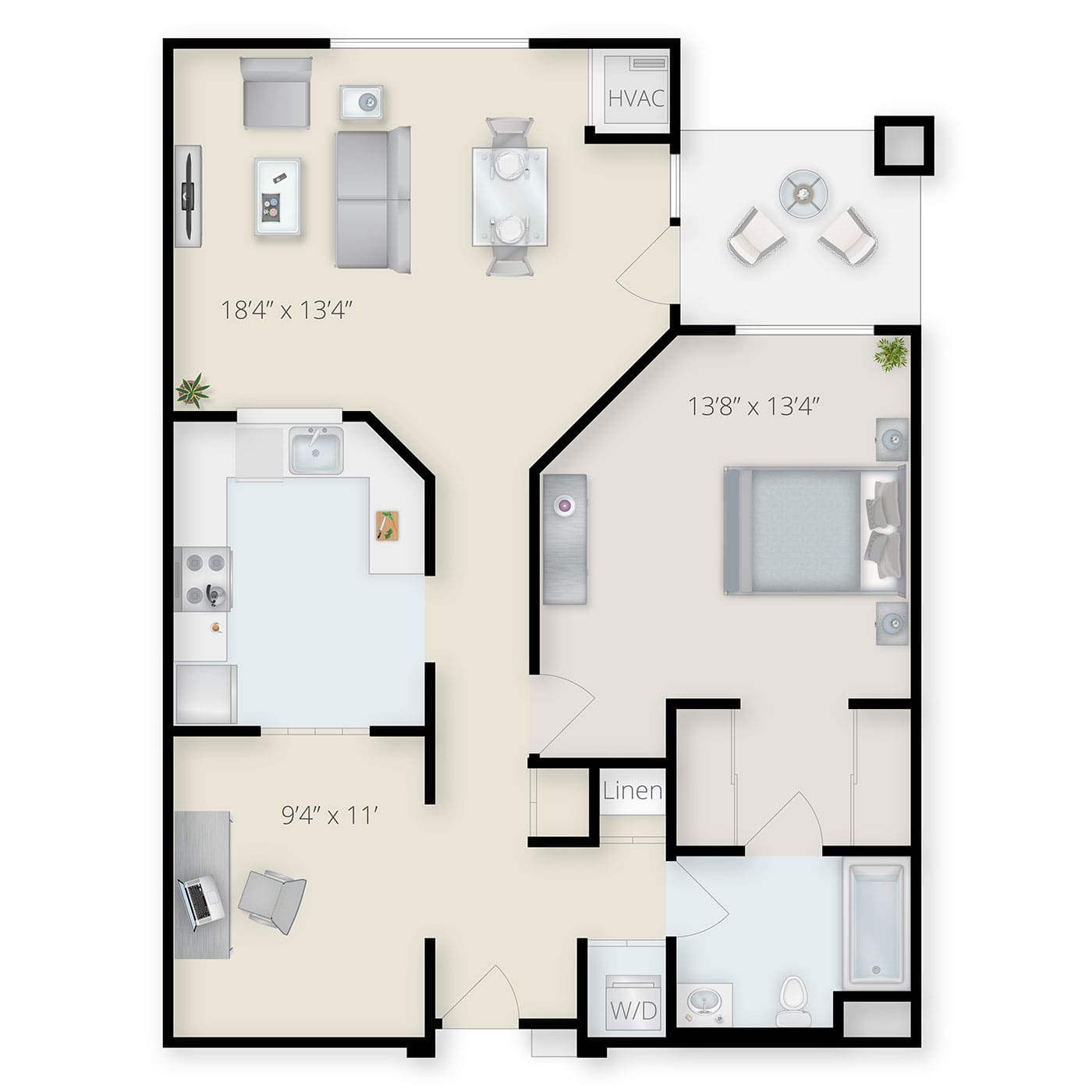 Architectural floor plan of a resident unit