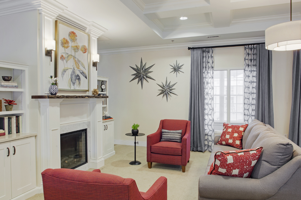 Cozy common area with seating and decorative elements