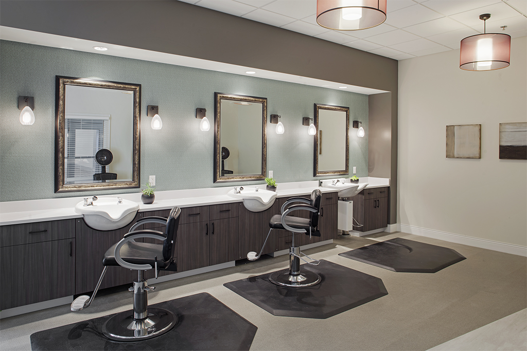 Salon area with chairs and mirrors