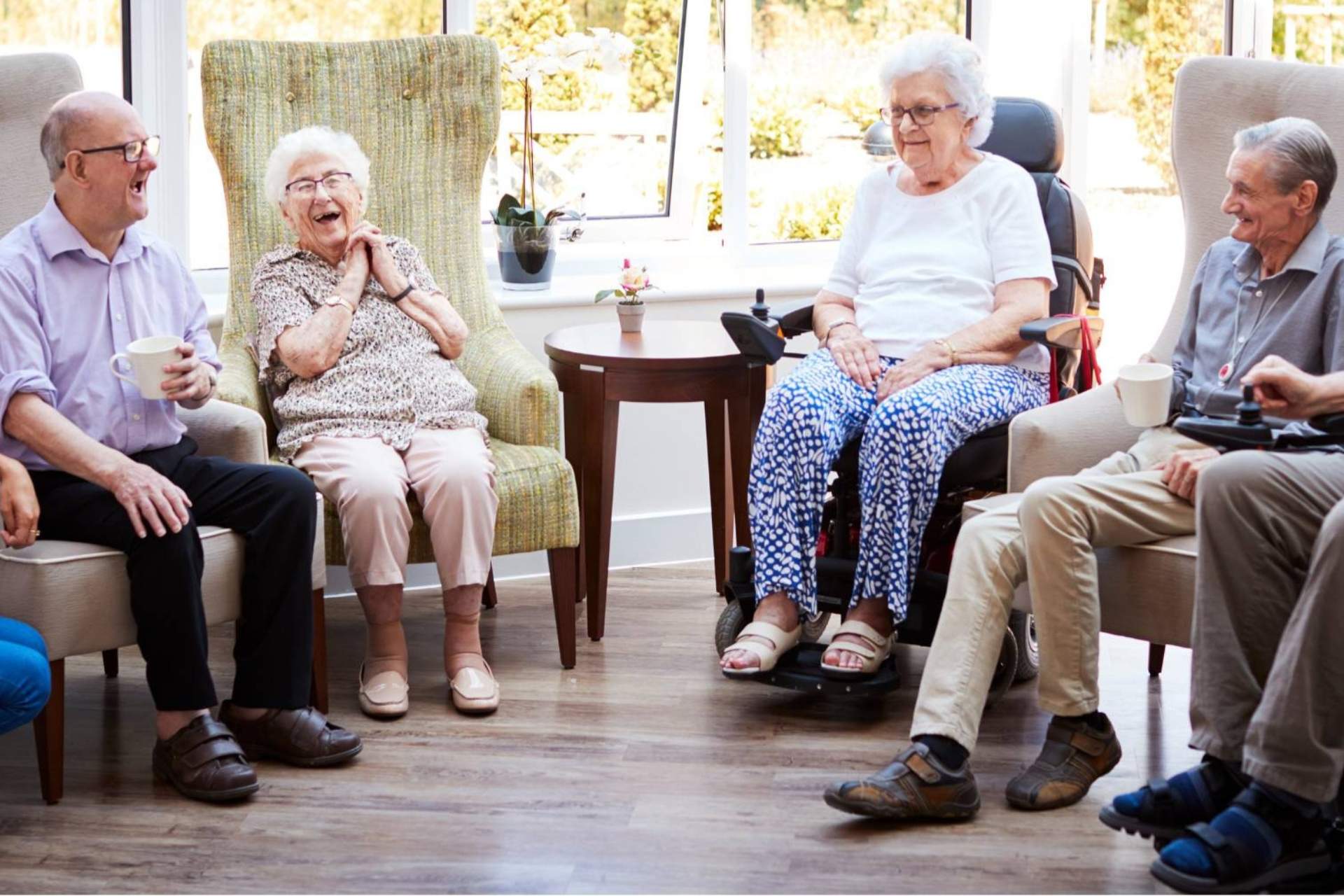 Residents enjoying a group activity in a common area