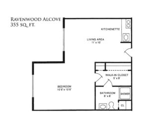 Architectural floor plan of a resident unit