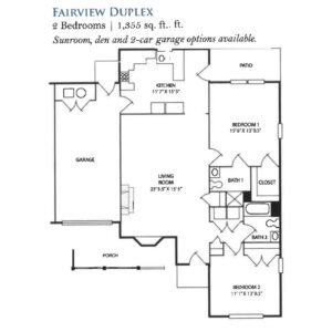 Architectural floor plan of a duplex layout