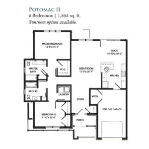 Architectural floor plan of Potomac II unit