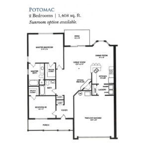 Architectural floor plan of the Potomac model