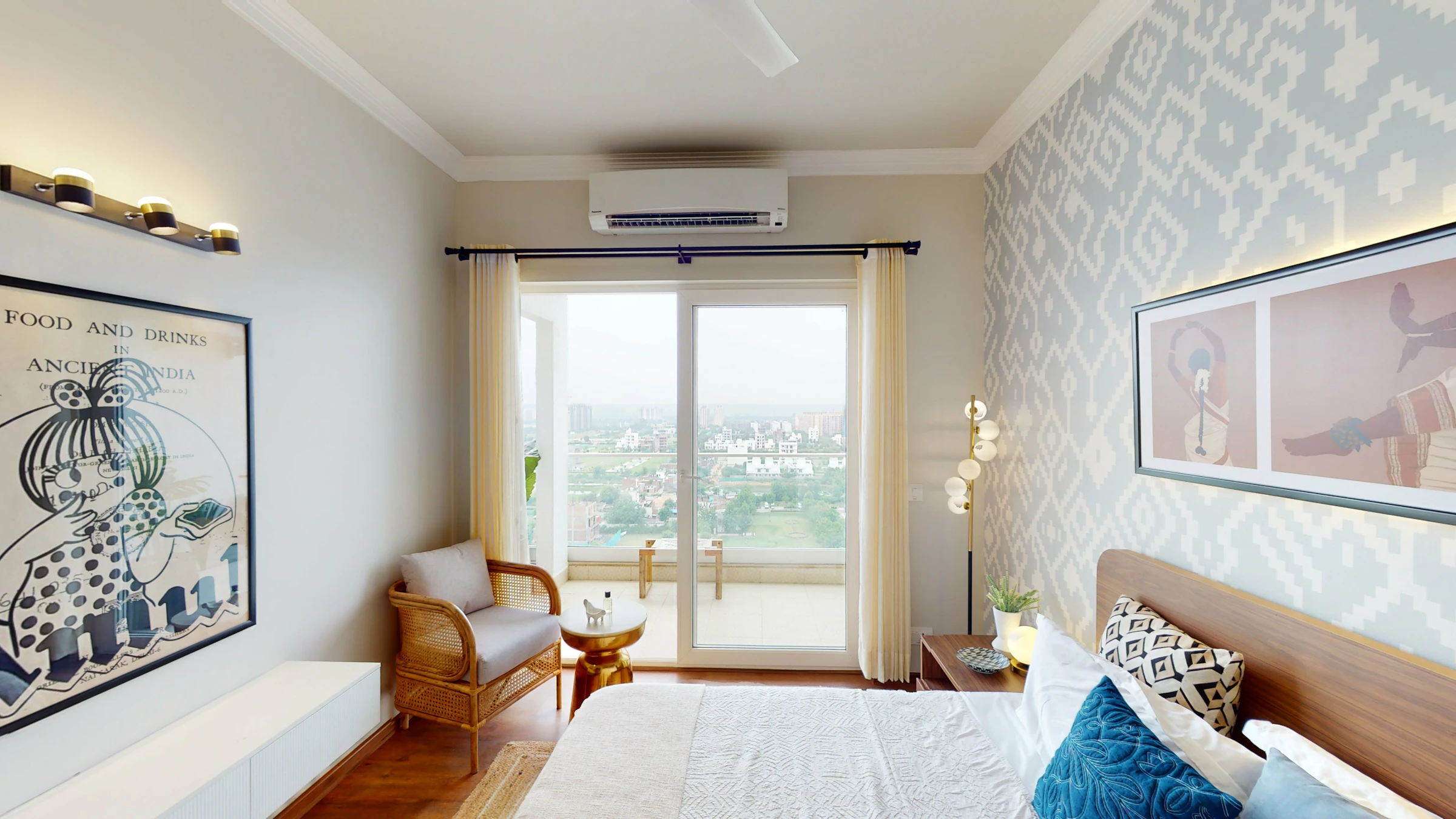 Cozy private room with large window and city view
