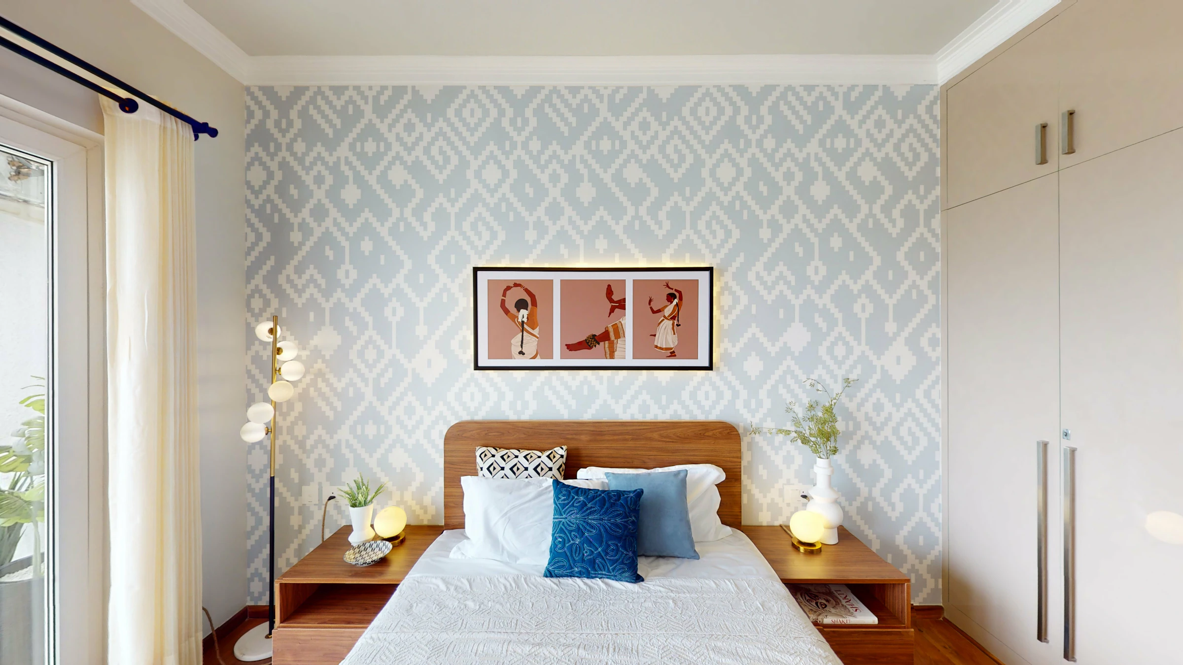 Brightly decorated private resident room with modern decor