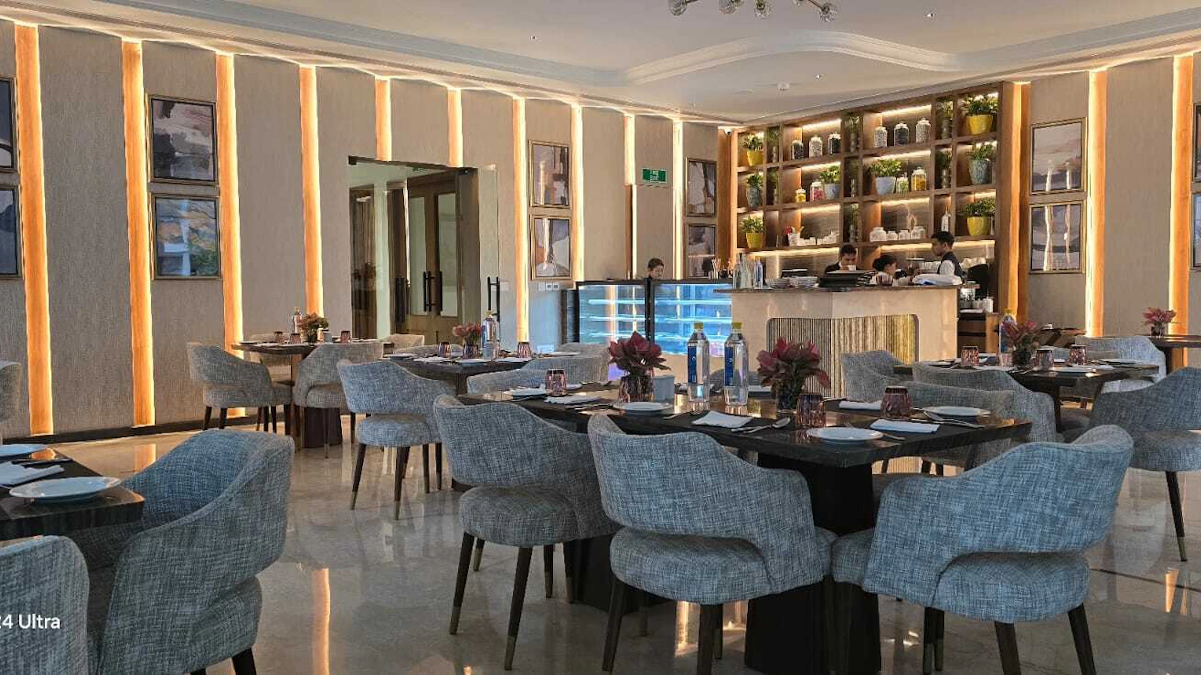Stylish dining room set with tables and chairs