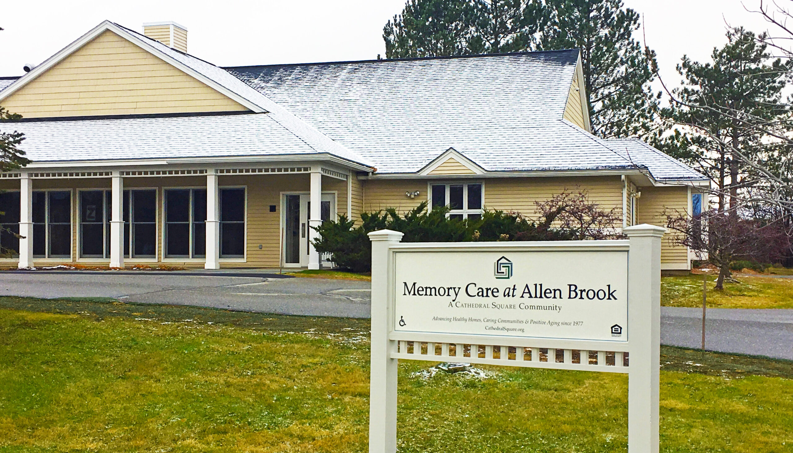 Exterior view of Memory Care at Allen Brook building