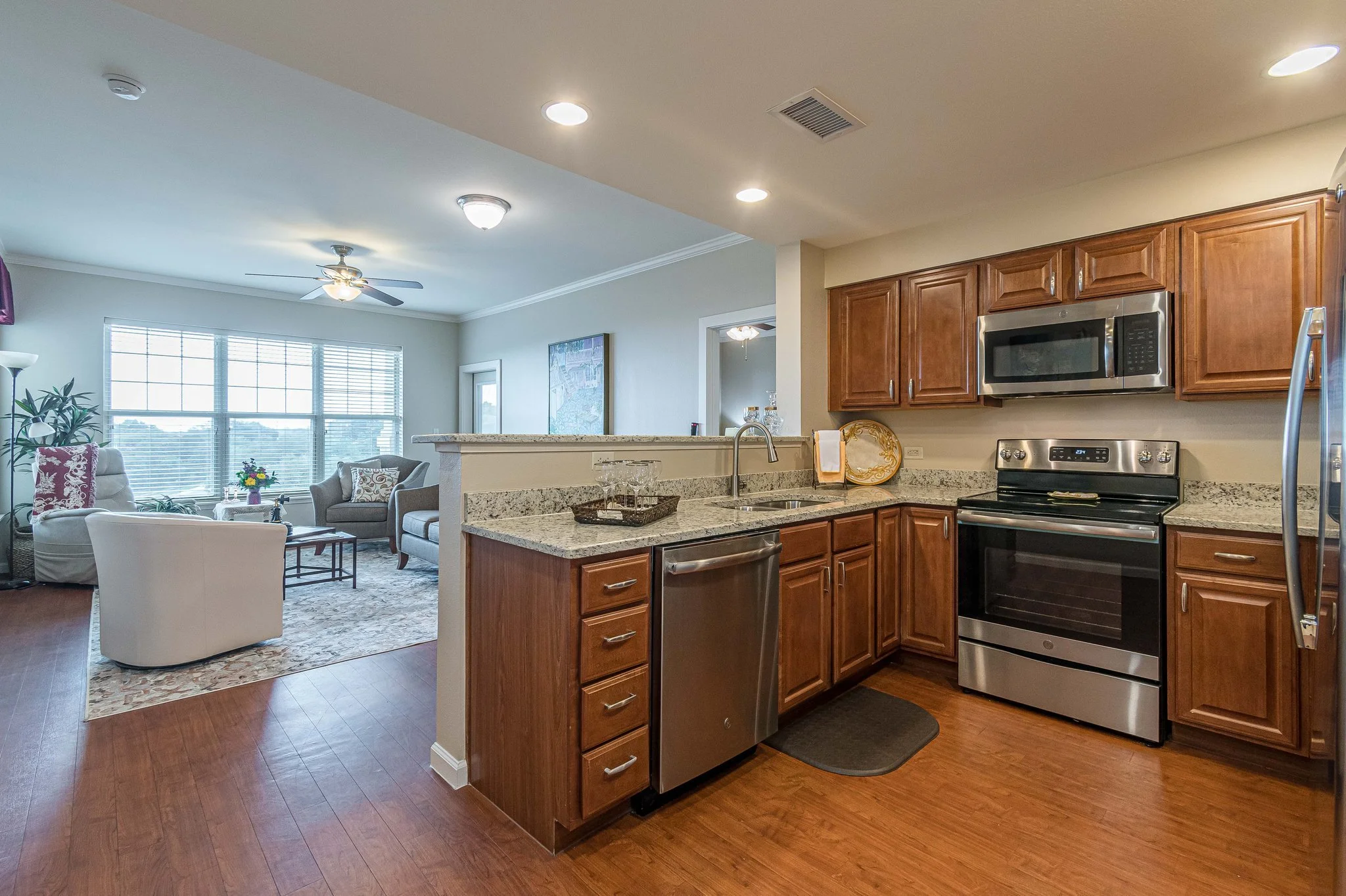 Modern kitchen in a senior living unit