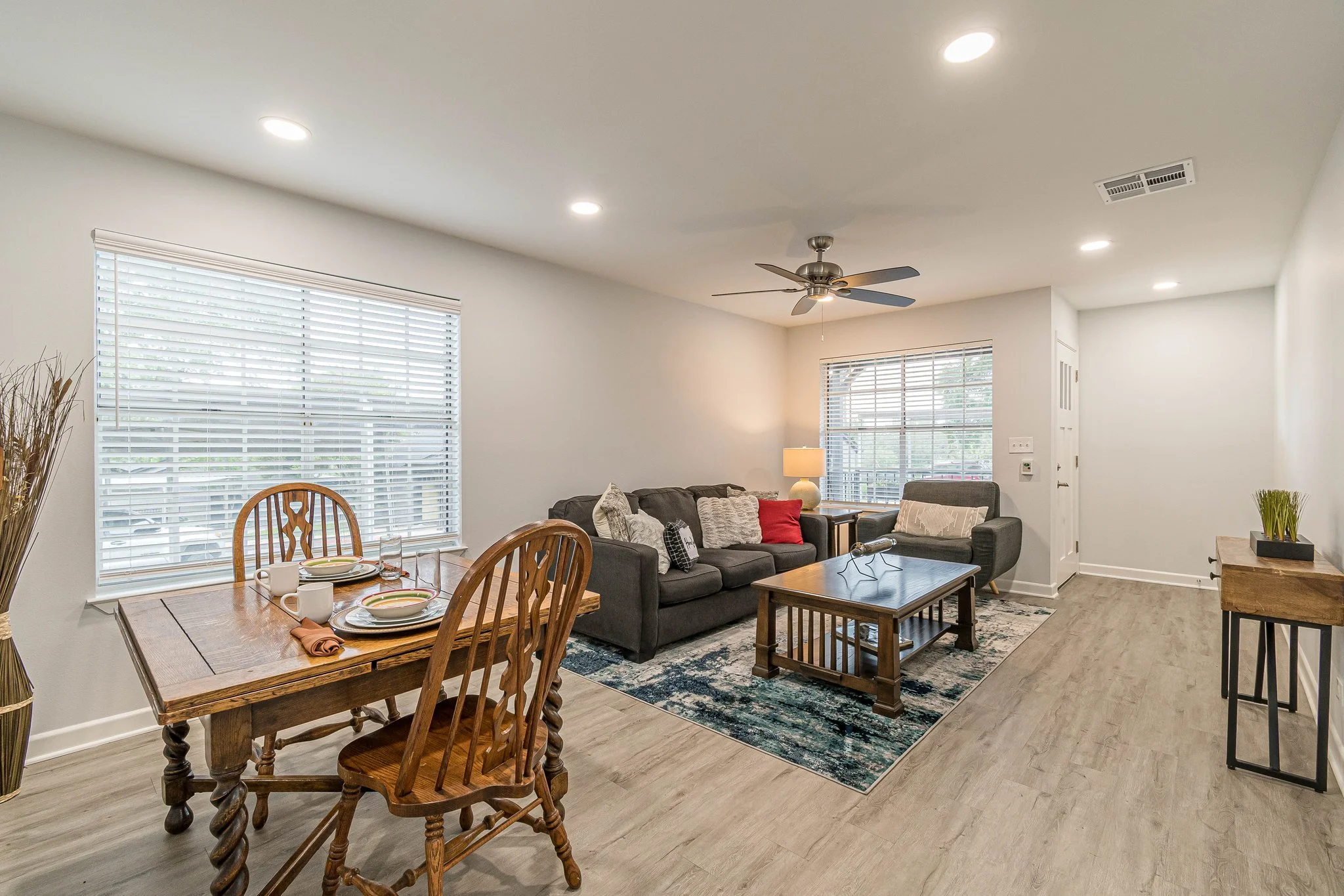 Cozy living room with a dining area and comfortable seating