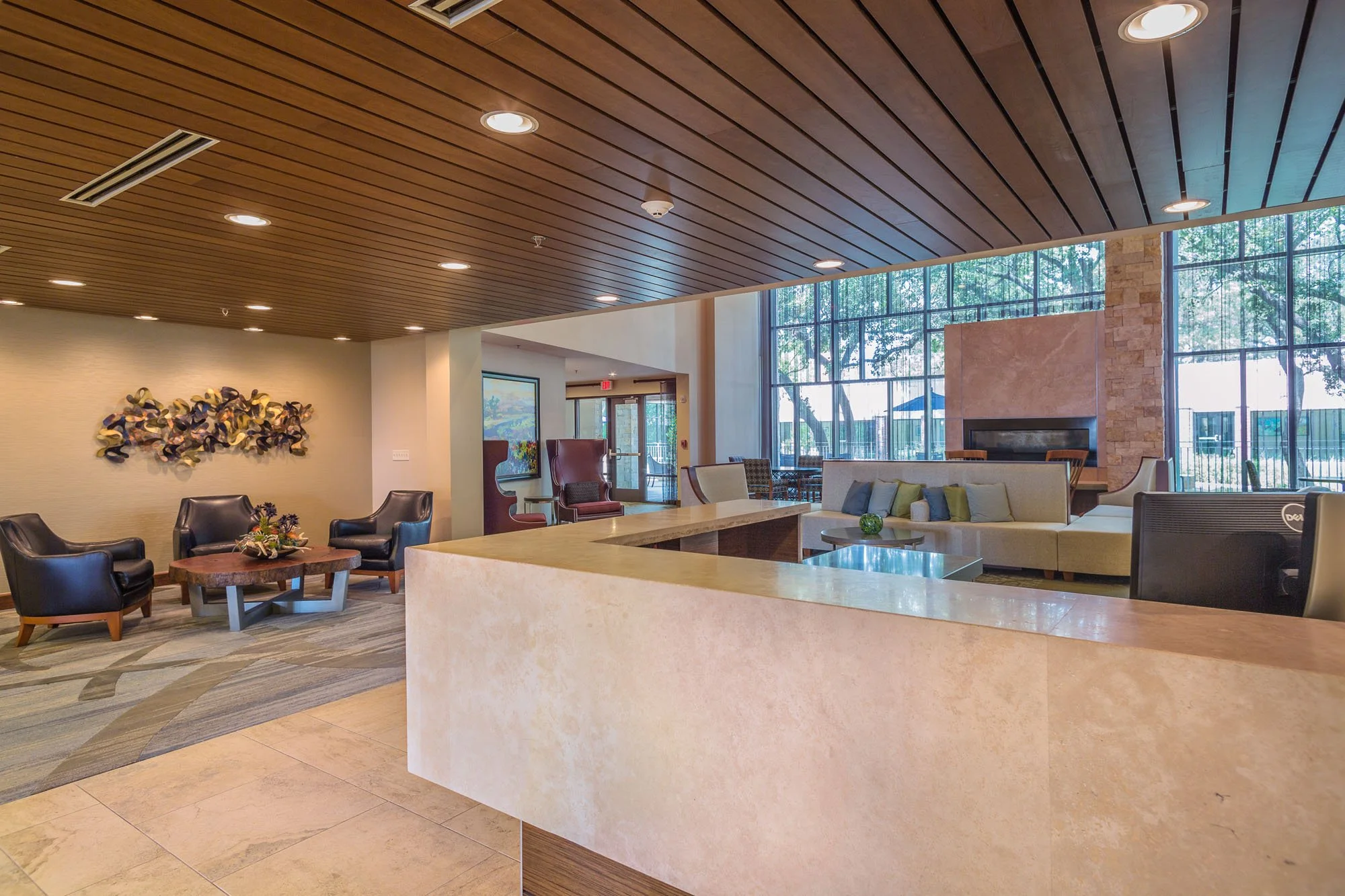 Bright and welcoming lobby area of the facility