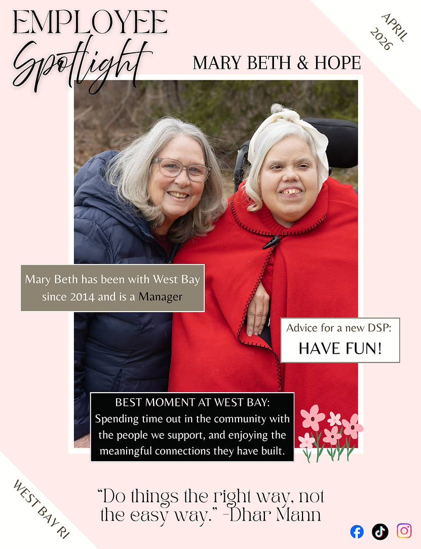 Employee spotlight with two smiling women.