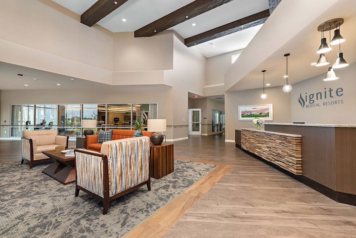 Interior lobby area of Ignite Medical Resort Norman
