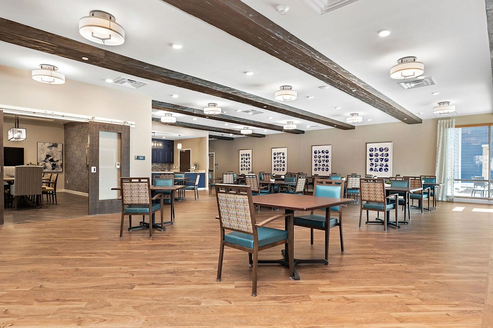 Common area with seating and light fixtures.