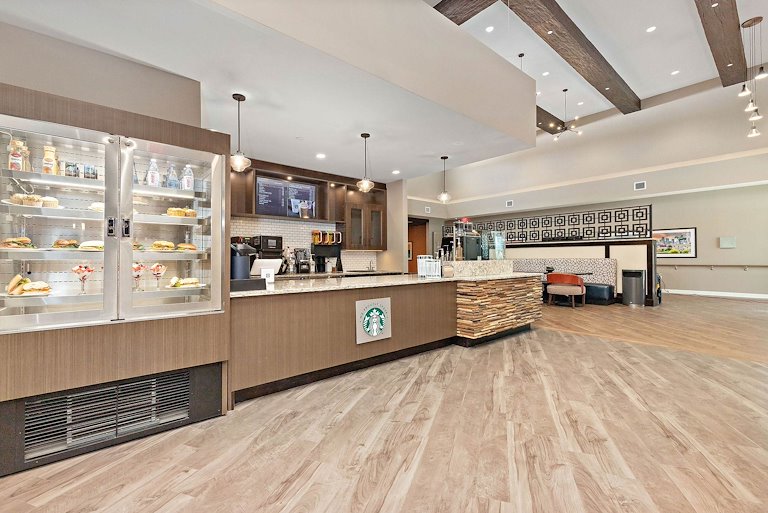 Interior dining area with a café setup