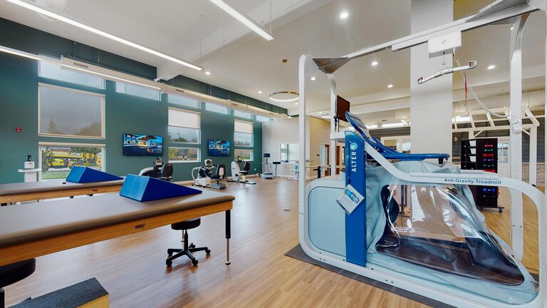 Interior of a fitness area with exercise equipment