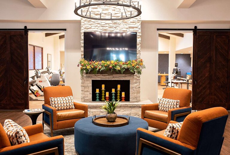 Cozy common area with seating and decor