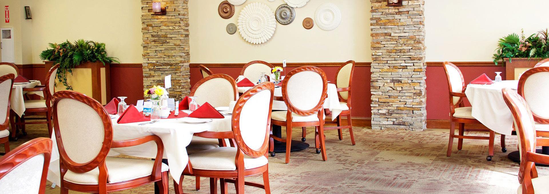 Elegant dining room with decorated tables