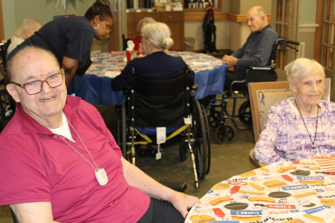 Residents enjoying time together in a common area.