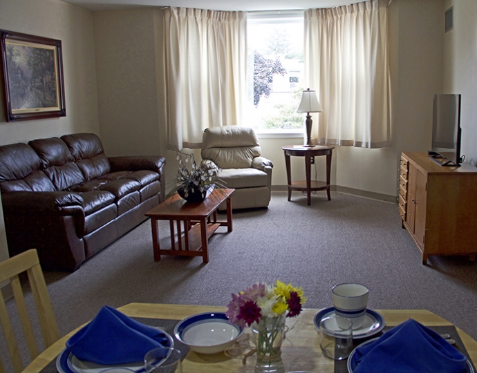 Cozy interior living space with seating and decor.
