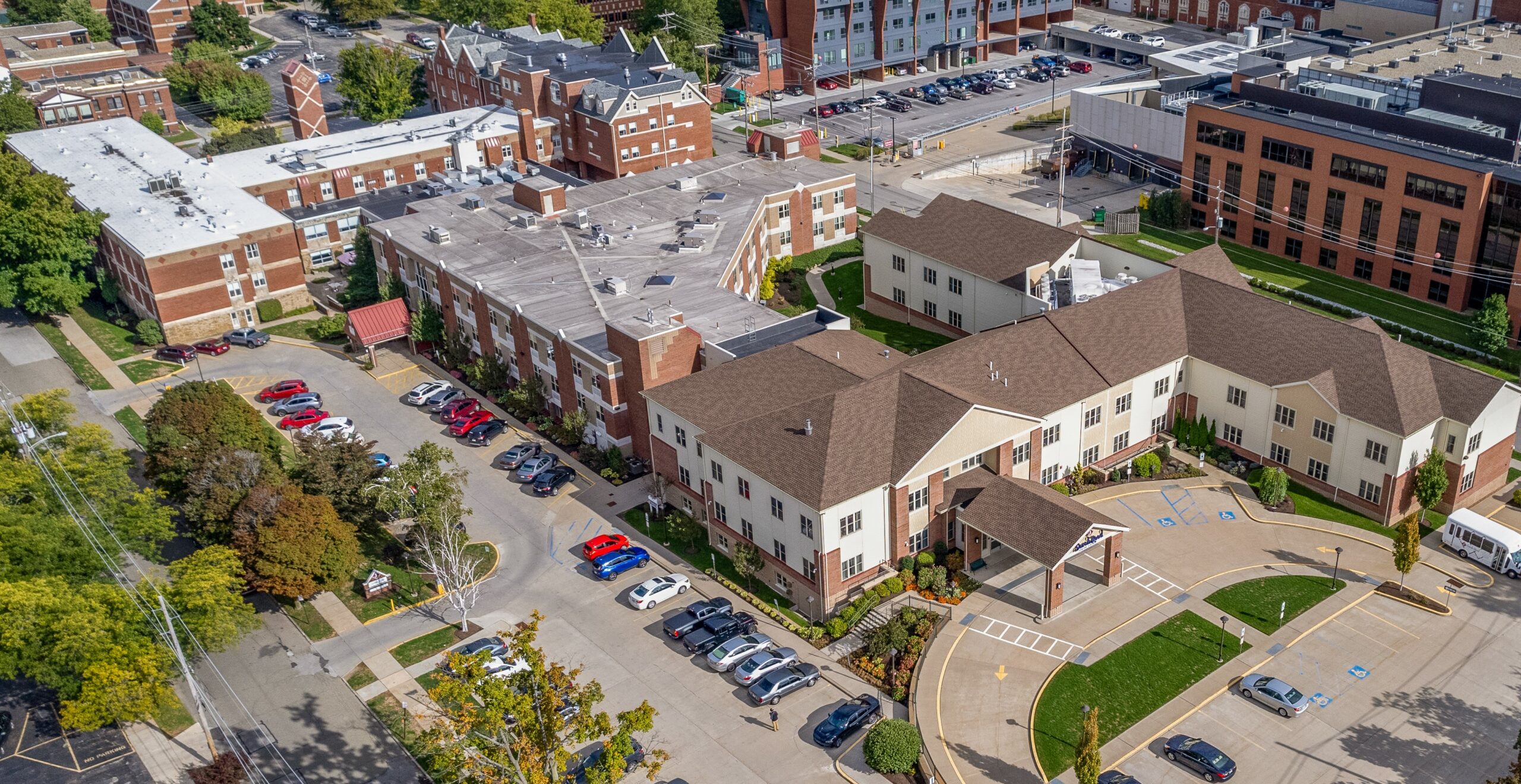 Aerial view of Sarah Reed Senior Living campus.