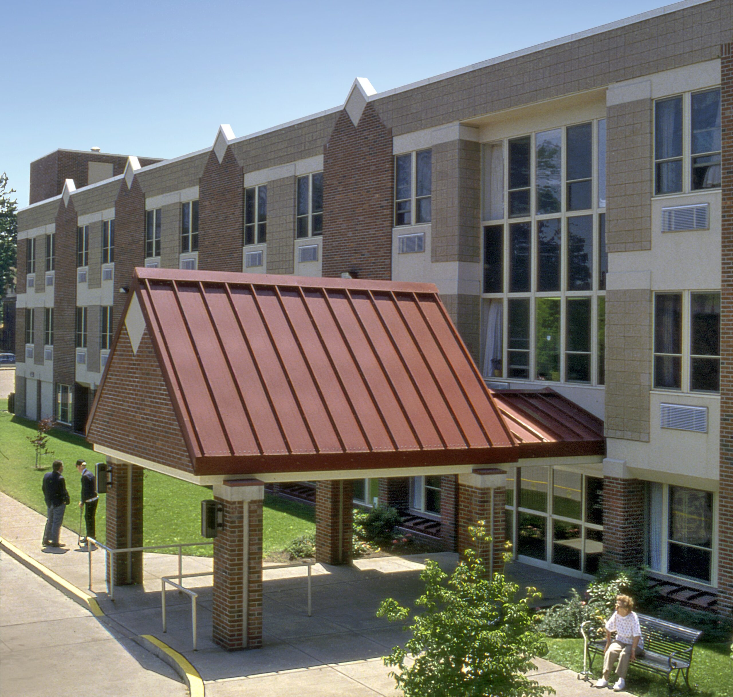 Exterior view of a senior living facility entrance