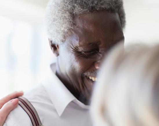 Happy resident engaging with staff
