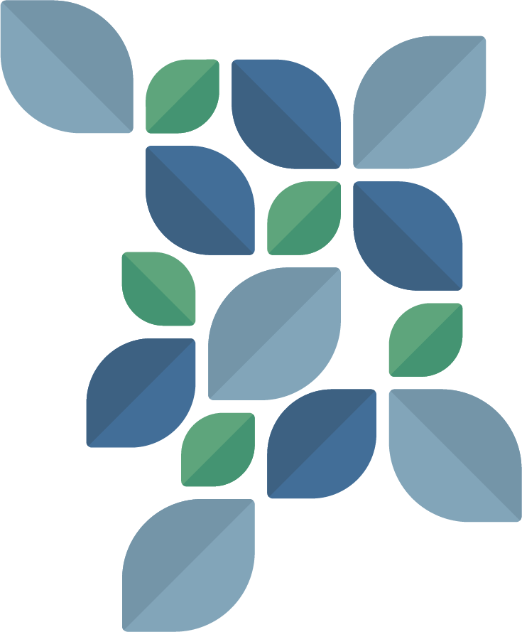 Abstract graphic of leaves in various shades