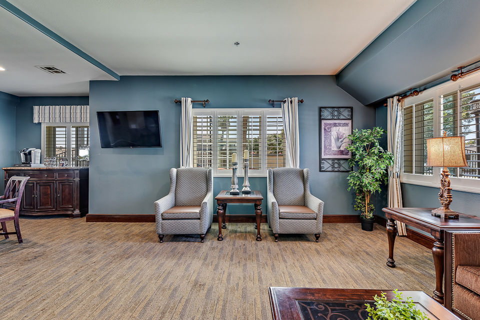 Cozy common area in a senior living facility