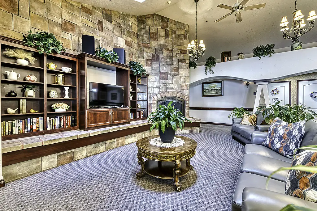 Comfortable common area with seating and decor