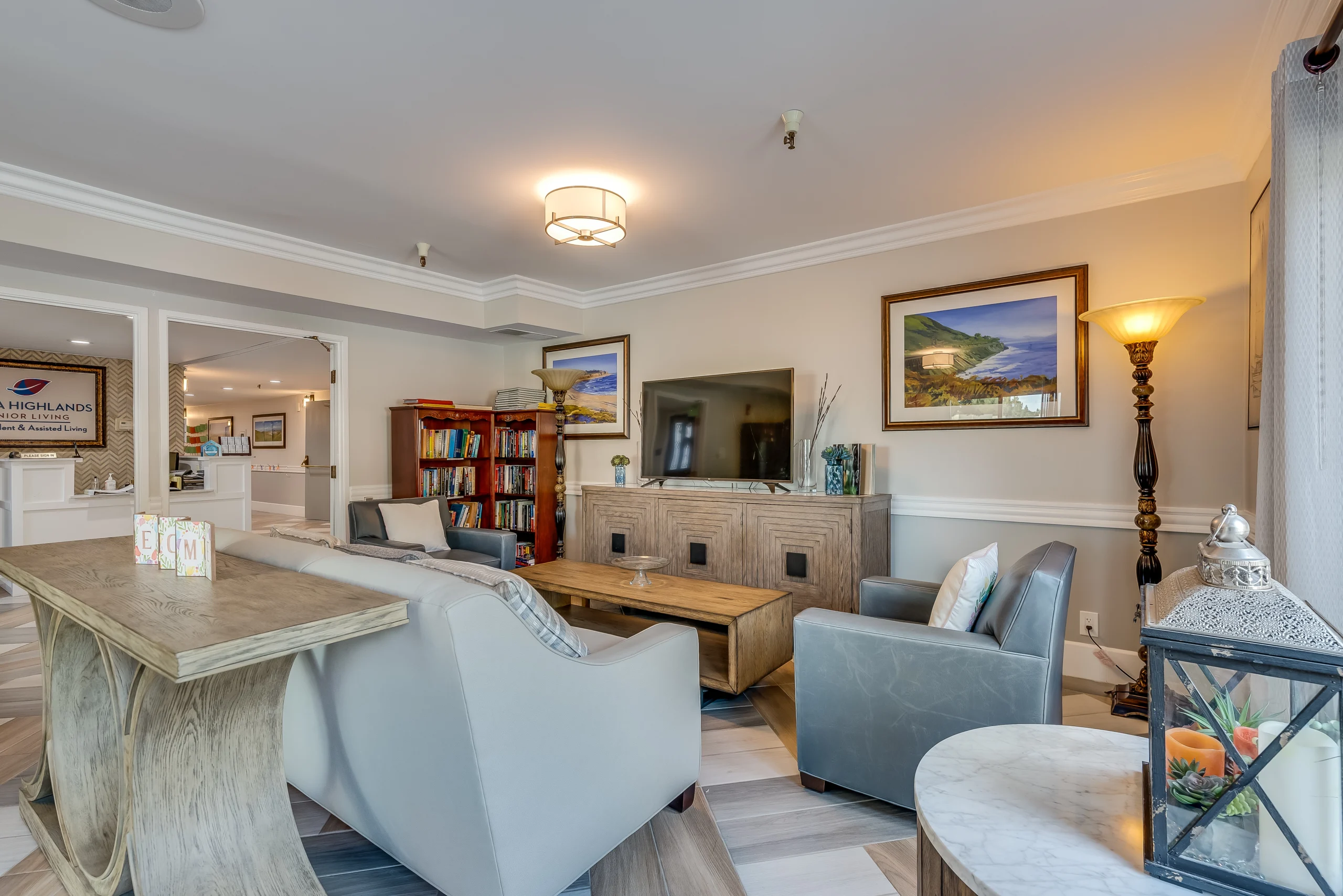 Welcoming common area with comfortable seating and decor