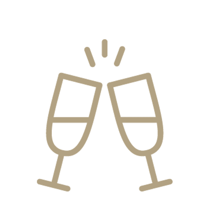 Graphic of two champagne glasses clinking