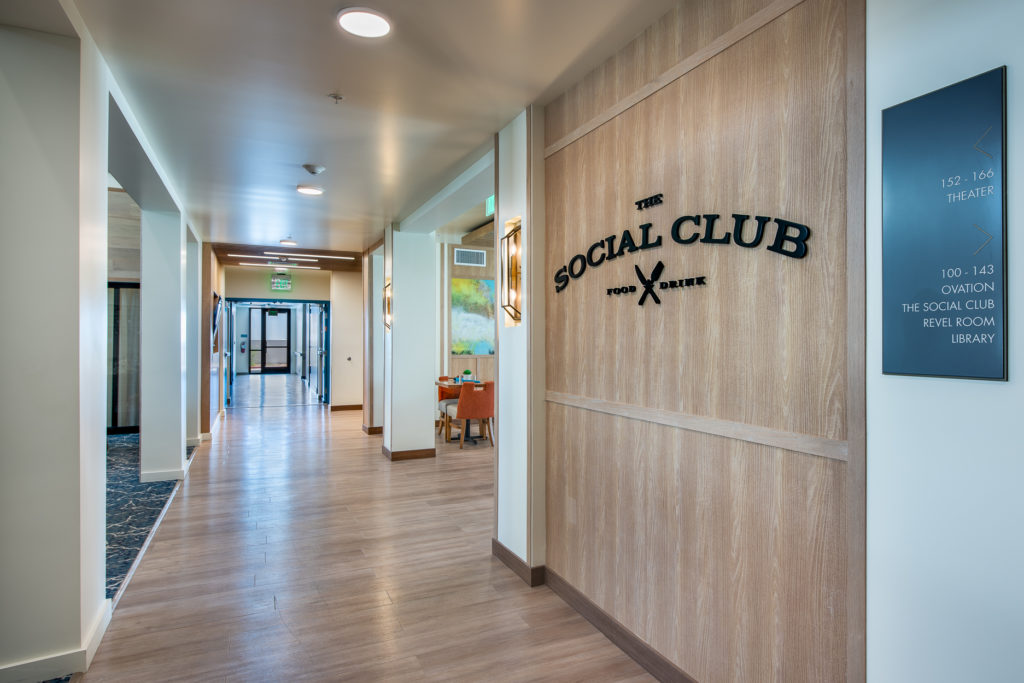 Interior view of a social club area in the facility