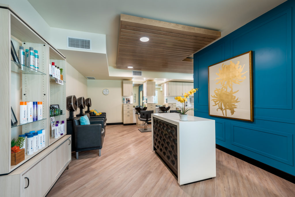 Interior of a salon area with stylish decor