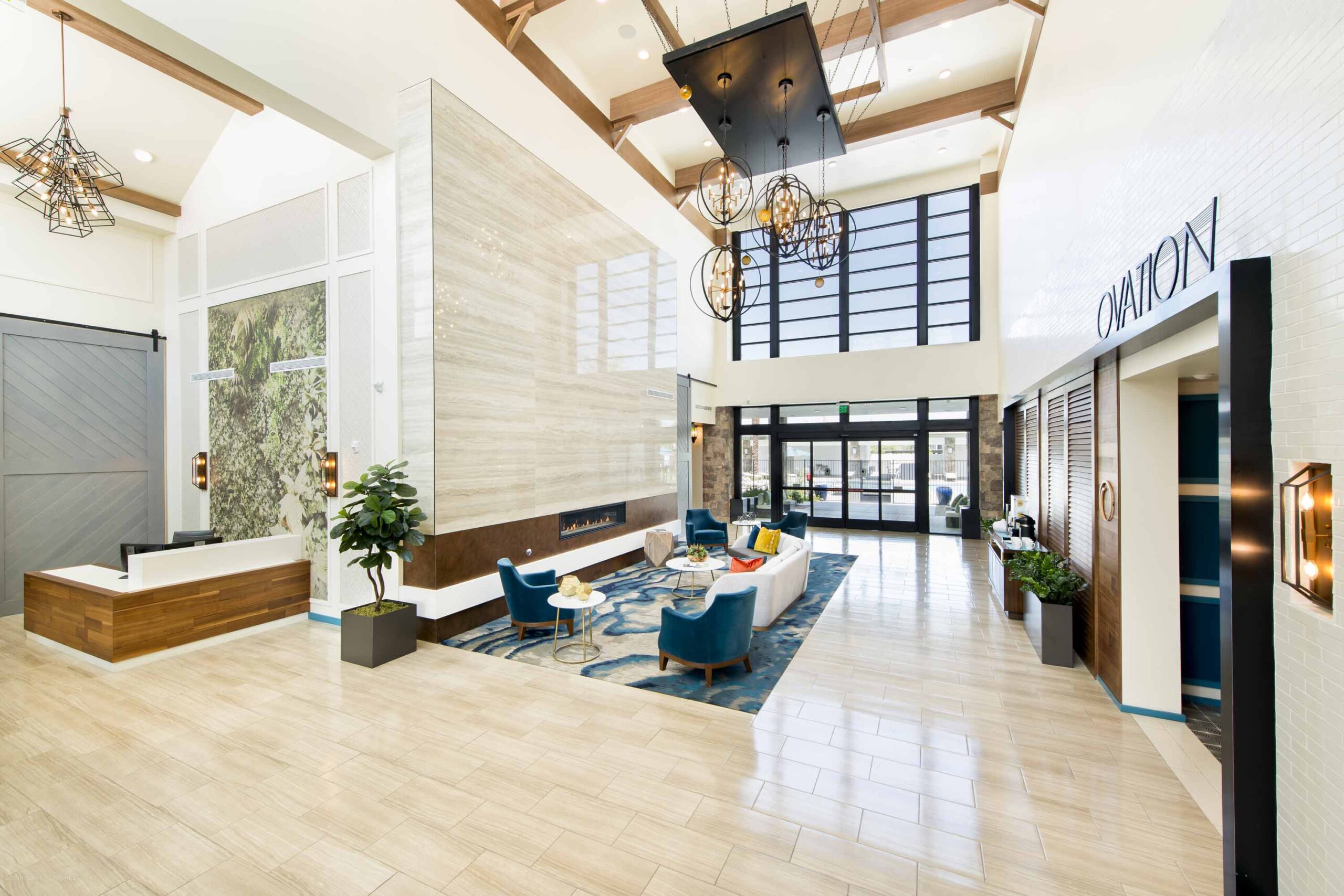 Welcoming lobby area with modern decor and seating