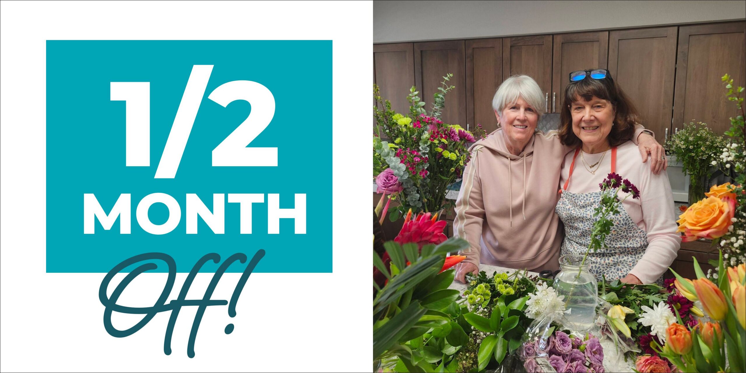 Residents enjoying a flower arranging activity together