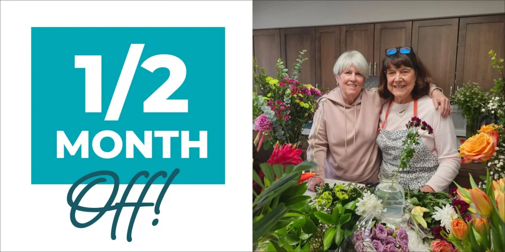 Residents creating floral arrangements during a workshop