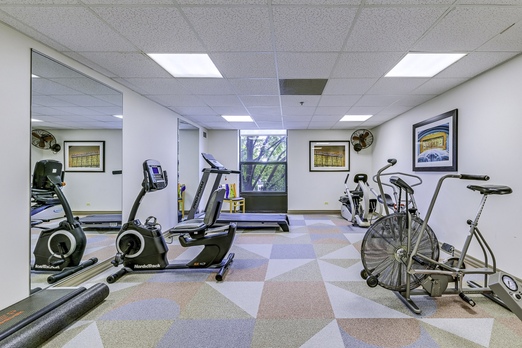 Interior shot of a fitness room with gym equipment