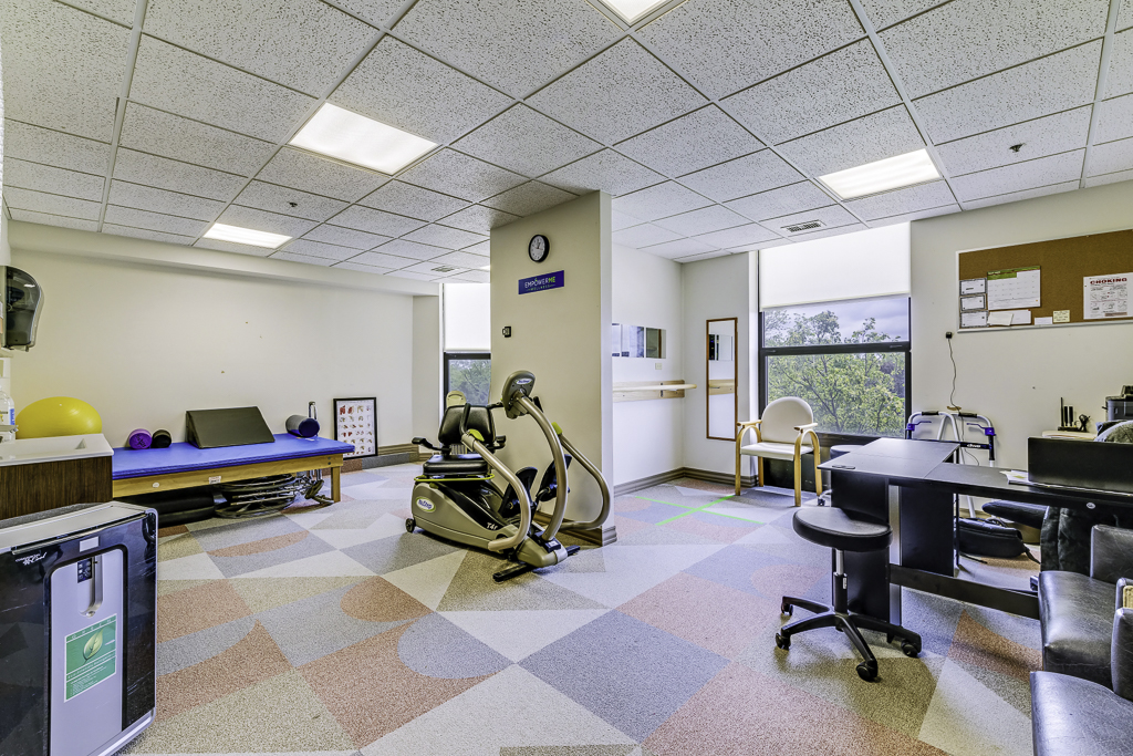 Interior view of a fitness area with exercise equipment