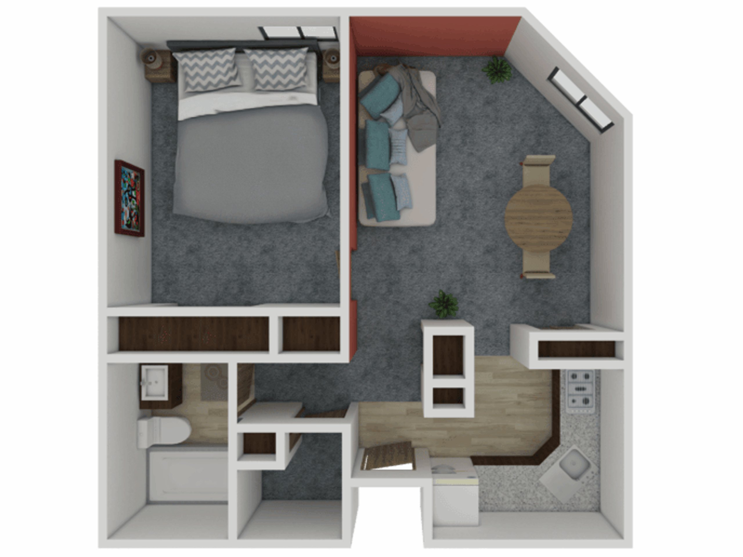 Architectural floor plan of a resident unit